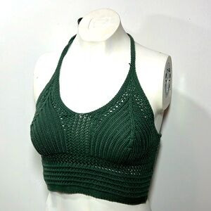 AERIE crochet  crop top green size s